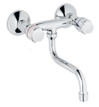 Sanibel 1001 Zweigriff-Spültisch-Wand-Batterie A17 mit S-Auslauf 150 mm verchromt