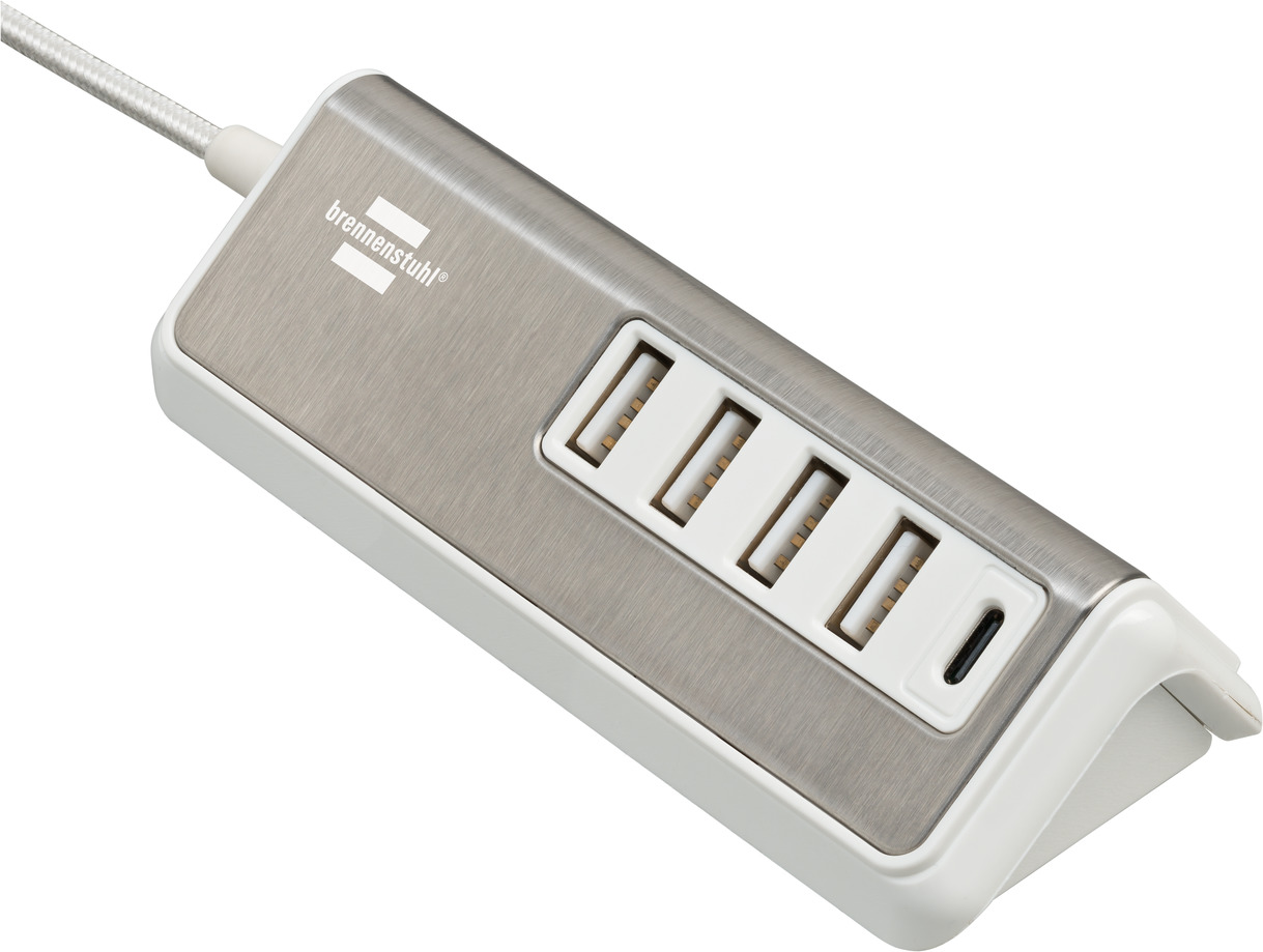 brennenstuhl®estilo Mehrfach USB Ladegerät mit Edelstahloberfläche