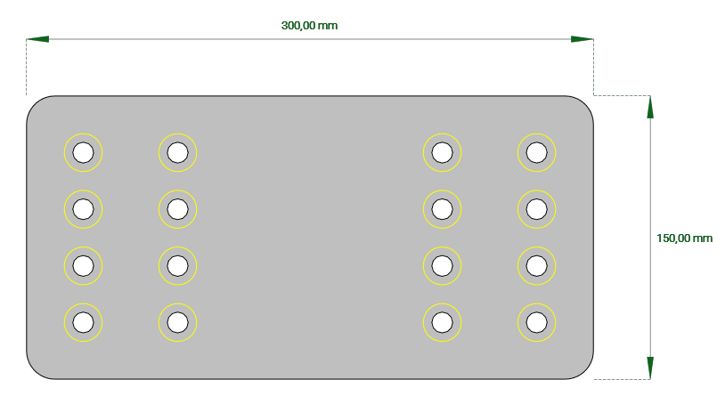 Kopfplatte mit Senkungen