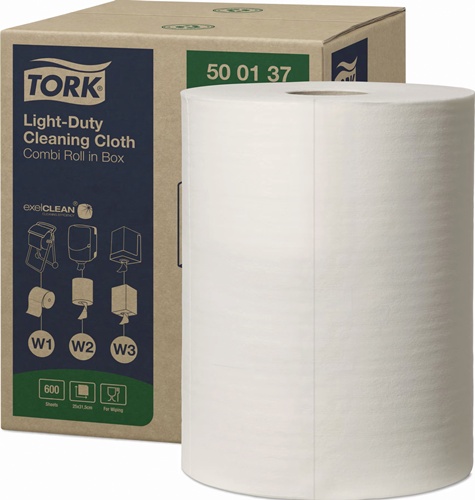 Putztuch TORK 500137 L.ca.250 mmxB.ca.315 mm weiß 1-lagig 600 Blatt/Rolle TORK