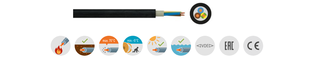 5x 1,5 NYY Mantel-Erdleitung/ im Zuschnitt