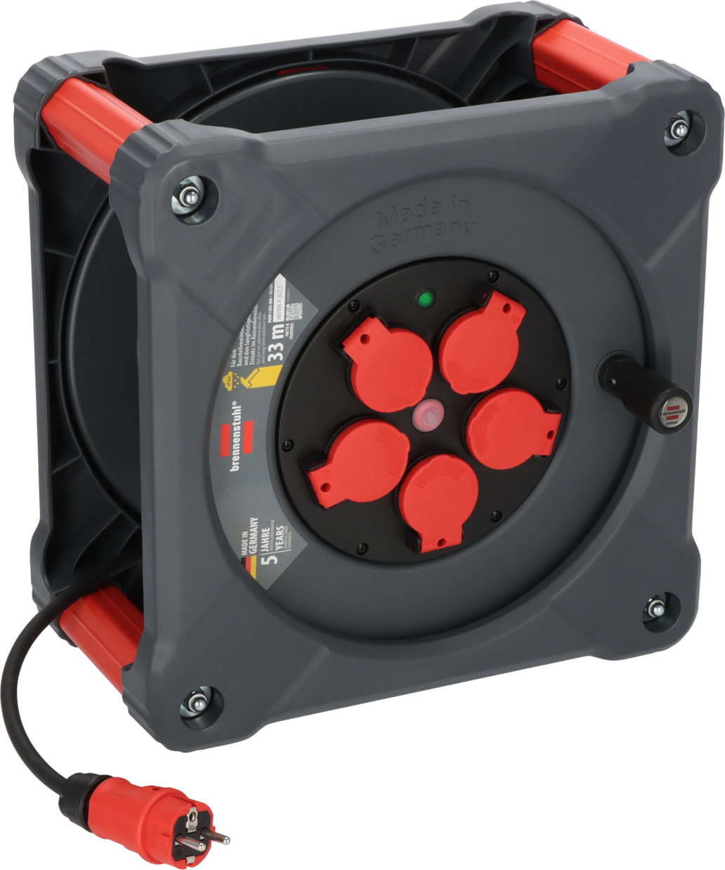 Professional Kabeltrommel KA 5100 5 IP44 mit Rundum-Überrollschutz und 33m H07RN-F 3G2,5-Kabel