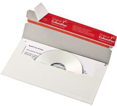 COLOMPAC CD/DVD Versandtasche ColomPac® 121 x 220 mm (B x H) ohne Fenster mit Selbstklebung Vollpappe weiß