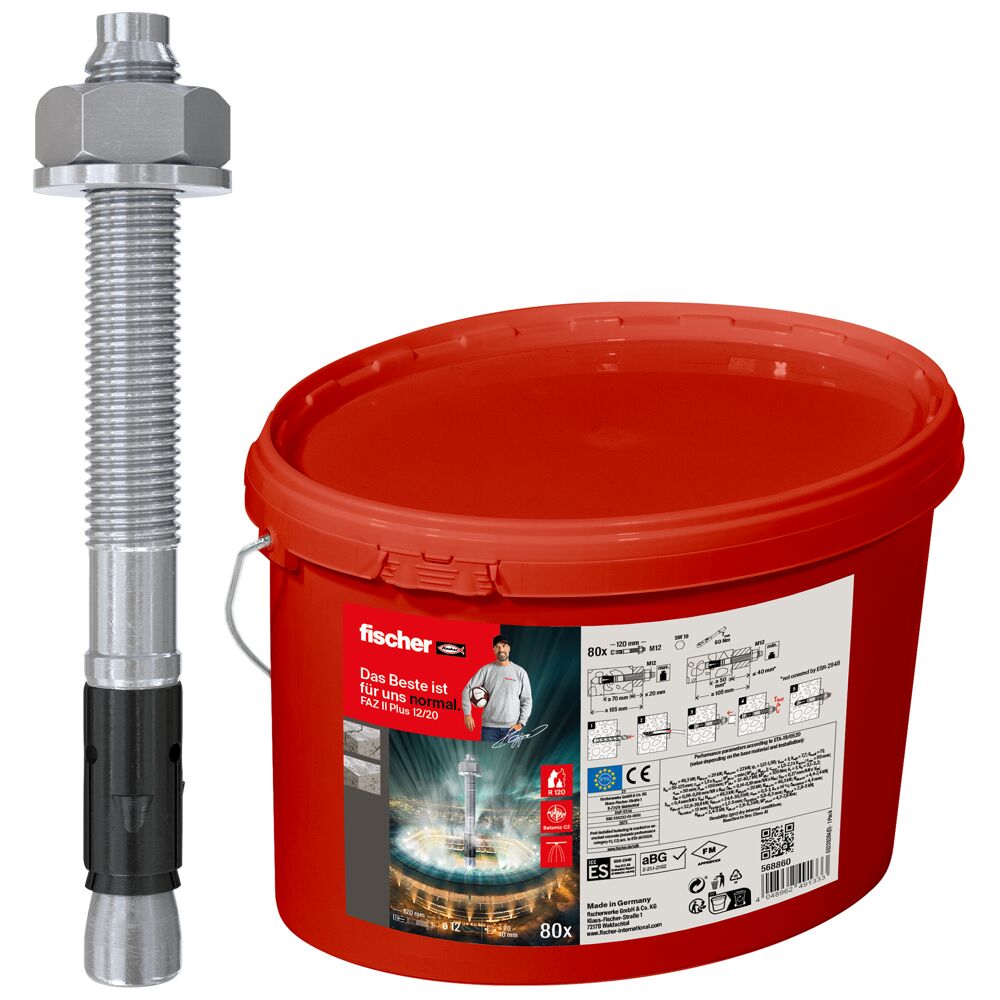 M12x120 mm fischer Bolzenanker FAZ II Plus 12/20 im Eimer (verzinkt)