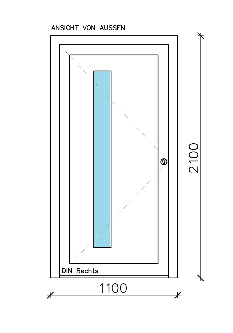 1-tlg. "CT-70" Schüco Haustür 110 x 210 cm mit Füllung LA2