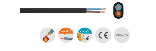 2x 0,75mm² Schlauchleitung im Zuschnitt
