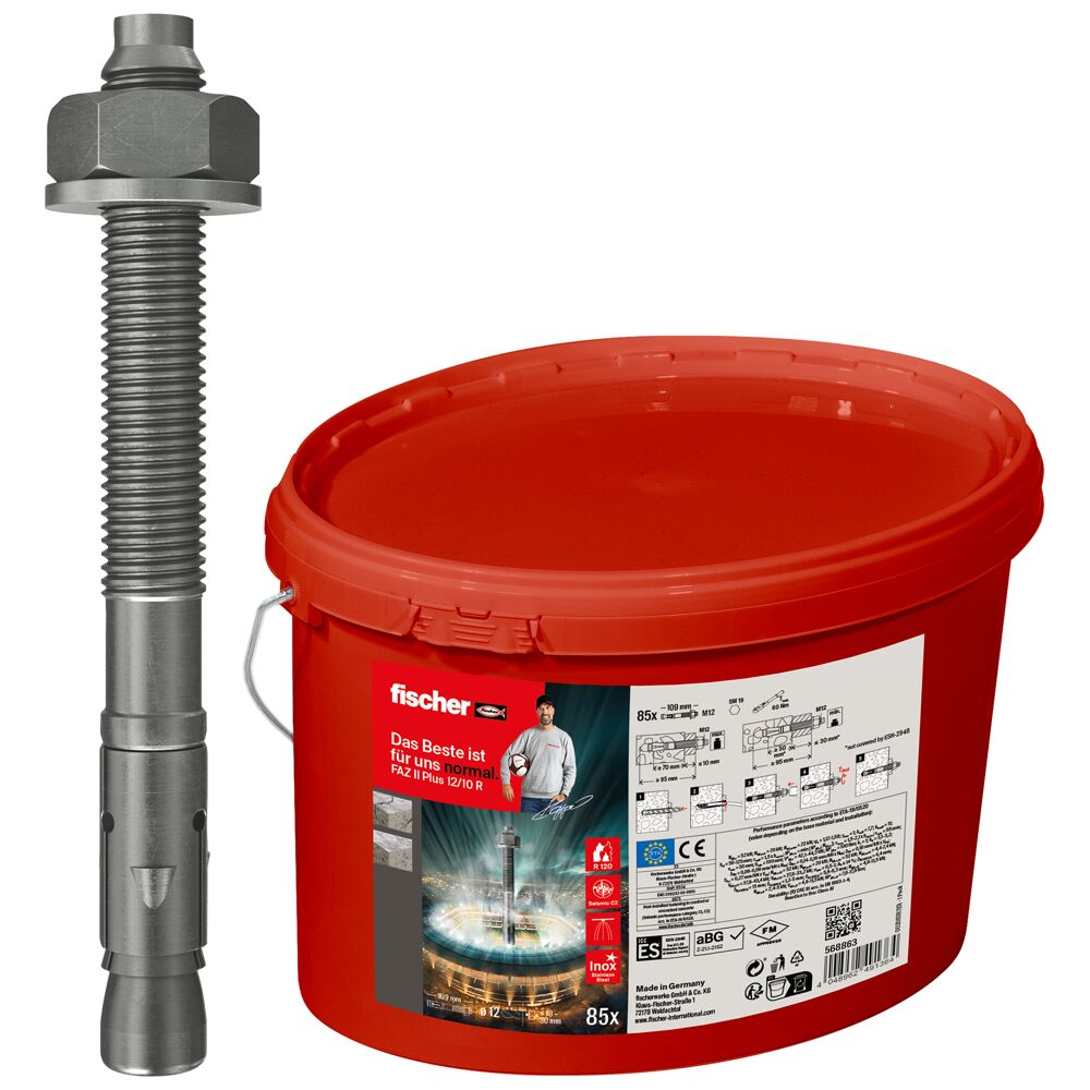 M12x110 mm fischer Bolzenanker FAZ II Plus 12/10 R im Eimer (Edelstahl)