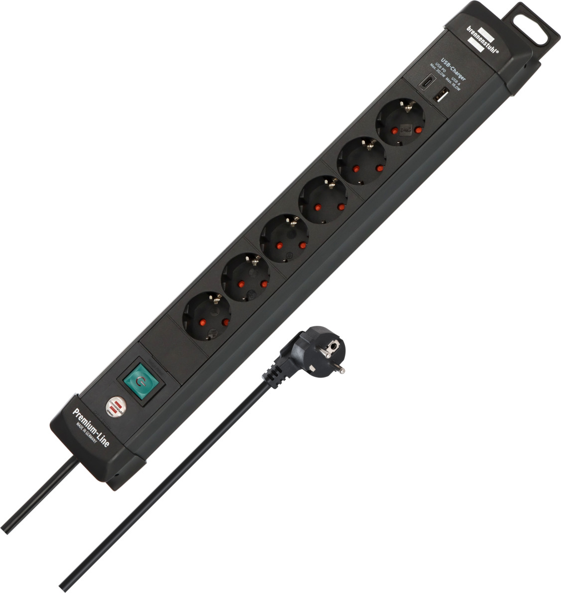 Premium-Line Steckdosenleiste 6-fach mit USB C PD 30W und USB A 18W