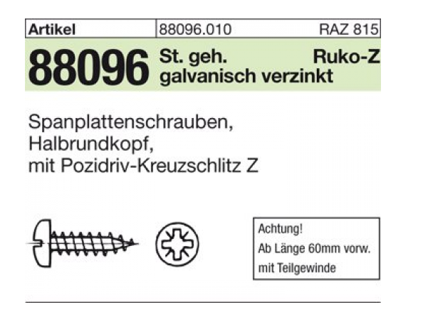 4,5 x 16 Spanplattenschrauben Ruko 88096 Z (VE 1000) I LL0009