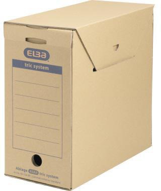 ELBA Archivbox ELBA tric system 15,8 x 30,8 x 33,3 cm (B x H x T) DIN A4 mit Archivdruck Wellpappe naturbraun
