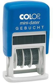 COLOP Datumstempel COLOP® mini-dater 160/L 25 x 12 mm (B x H) GEBUCHT 1 Druckzeile blau/rot