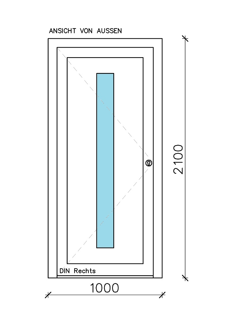 1-tlg. "CT-70" Schüco Haustür 100 x 210 cm mit Füllung LA1