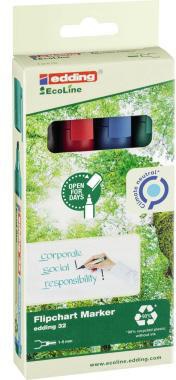EDDING Flipchartmarker edding 32 EcoLine 1-5mm farbig sortiert 4 St./Pack.