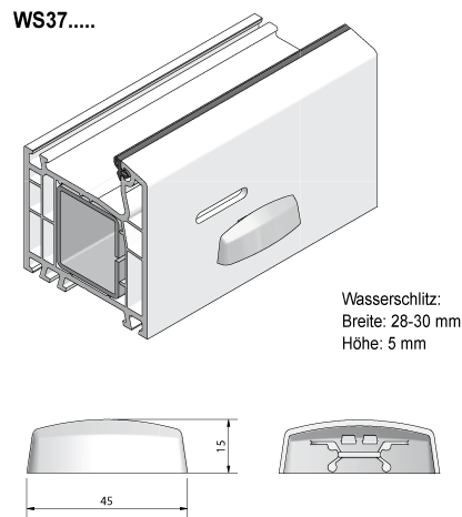 Tiefschwarz/ RAL 9005 Wasserschlitzkappen WS 379005 m. Windstop