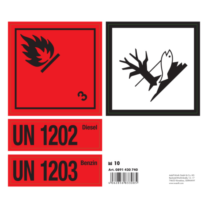 Sicherheitsaufkleber für Kraftstoffkanister (10 Stck)