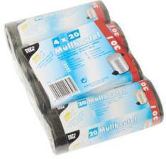 PAPSTAR Müllbeutel PAPSTAR 60 x 50 cm (B x H) 17µm 30l LDPE grau 4 x 20 St./Pack.