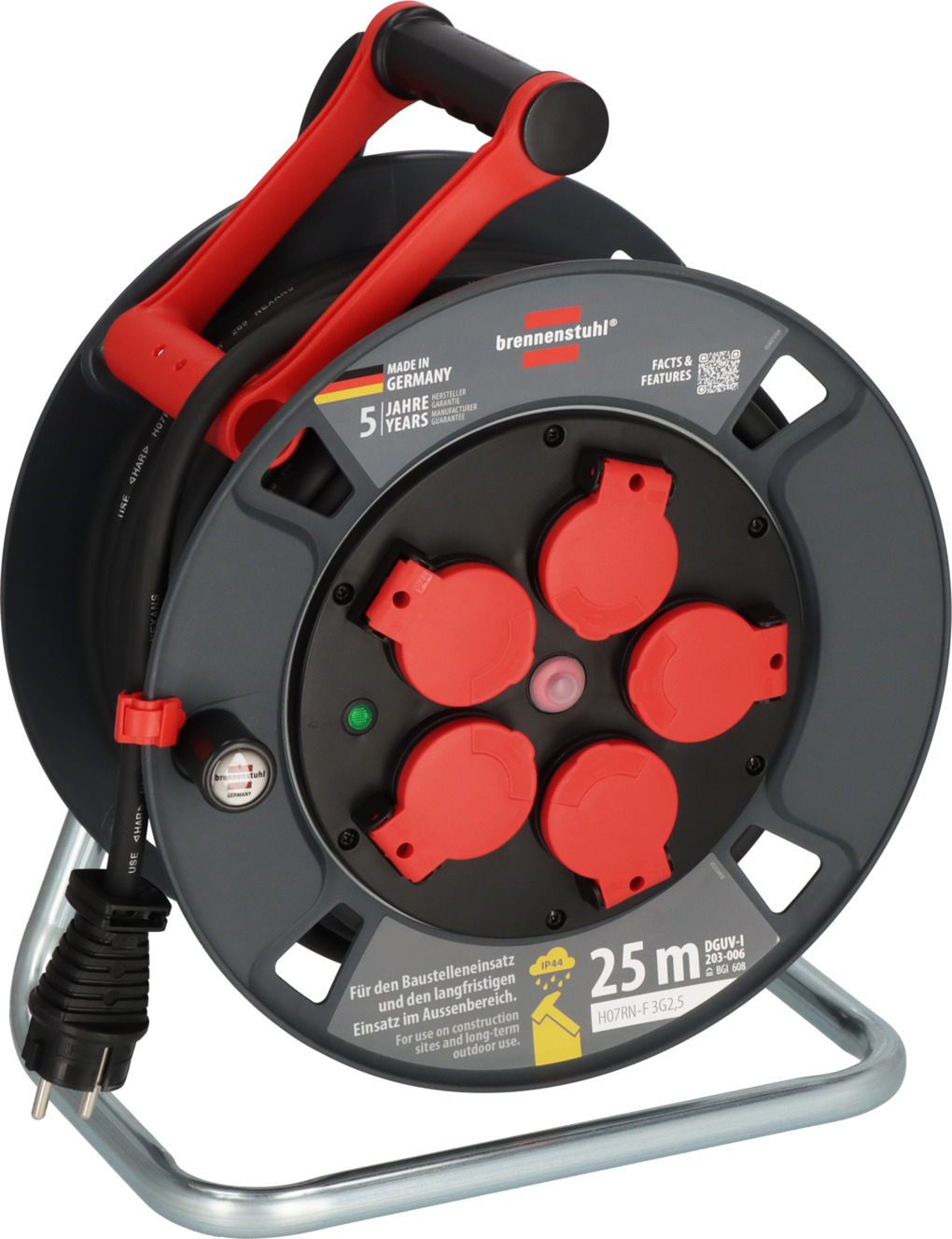 Professional Kabeltrommel 300 KU 2200 mit 25m Kabel in schwarz