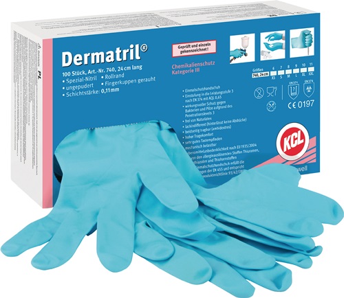 Einw.-Handsch.Dermatril 740 Gr.10 blau N