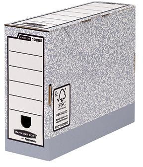 BANKERS BOX Archivschachtel Bankers Box® System 11,1 x 26,5 x 32,7 cm (B x H x T) DIN A4 mit Archivdruck Karton 100 % recycelt grau/weiß