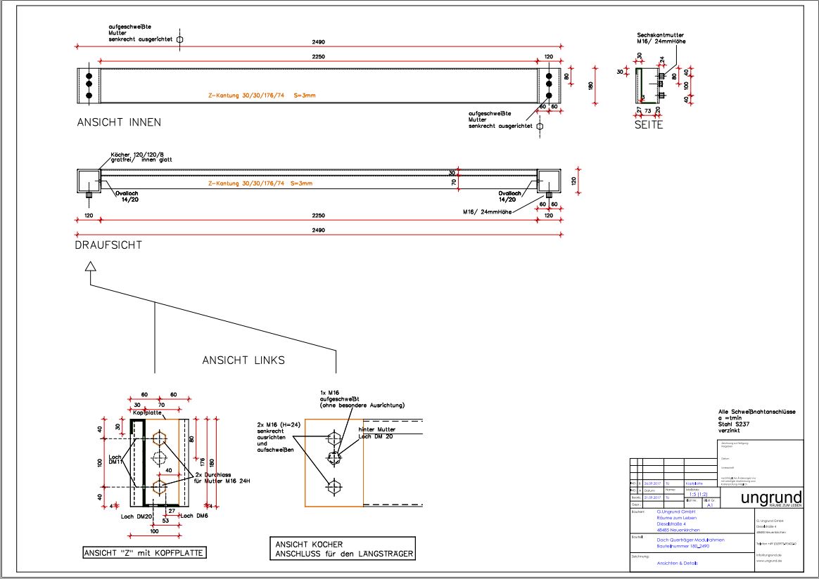 Kopfträger Dach in diversen Längen