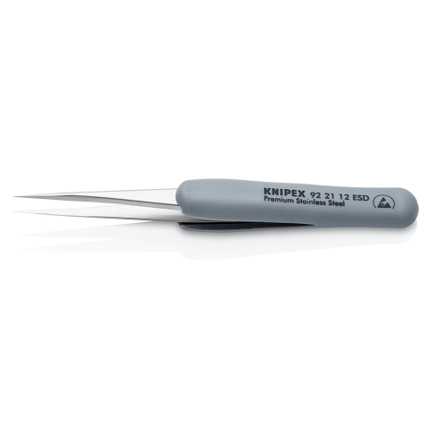 115 mm gerade/nadelspitze ESD Präzisionspinzette mit gummiertem Griff von Knipex