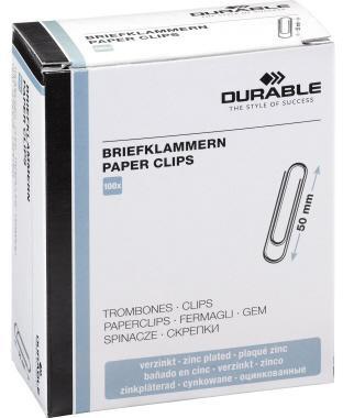 DURABLE Büroklammer DURABLE runde Form 50mm Metall zink 100 St./Pack.