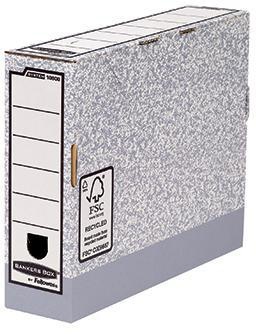 BANKERS BOX Archivschachtel Bankers Box® System 8,5 x 26,5 x 32,7 cm (B x H x T) DIN A4 mit Archivdruck Karton 100 % recycelt grau/weiß