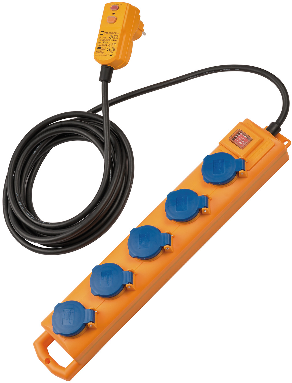 Super-Solid SL 554 DE FI Steckdosenverteiler für außen mit FI-Stecker