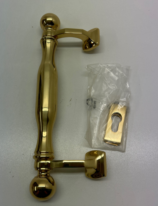 Out# Stoßgriff Gold mit Schlüsselloch 230mm I LL4052