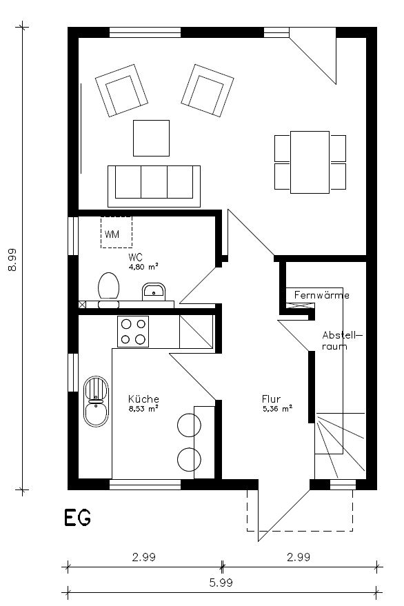 Reihenhaus "Links" Typ x2 als Endhaus | 2-Stock