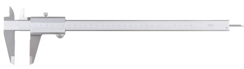 0-300 mm Taschenmessschieber mit Feststellschraube oben und flachem Tiefenmaß