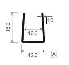 12 mm U-Profil gleichschenklig (VE 10)