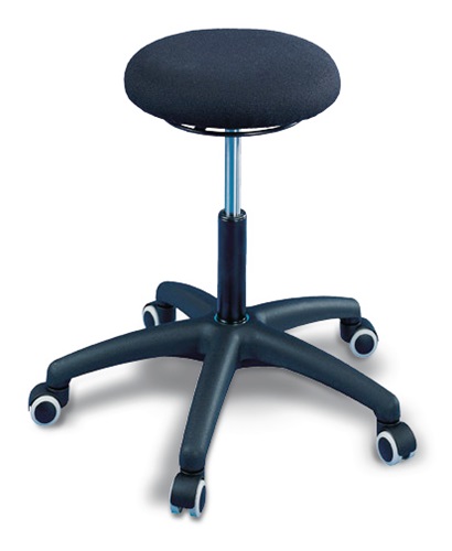 Drehhocker m.Rollen Stoffpolster schwarz