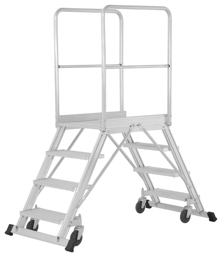 Podesttreppe 2x4 Stufen fahrbar, beidseitig begehbar (inkl. Plattform)