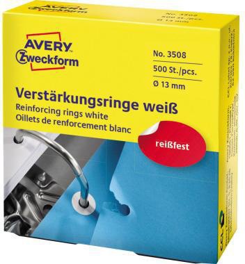 AVERY ZWECKFORM Lochverstärkungsringe Avery Zweckform 13mm weiß 500 St./Pack. Avery Zweckform 13mm weiß 500 St./Pack.