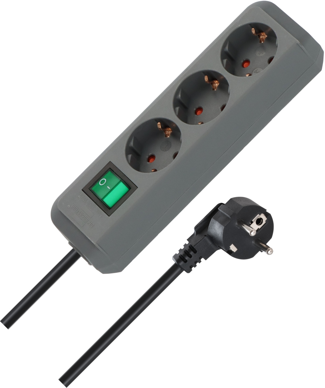 Eco-Line Steckdosenleiste 3-fach (Mehrfachsteckdose mit erhöhtem Berührungsschutz, mit beleuchtetem Schalter und 1,5m Kabel)