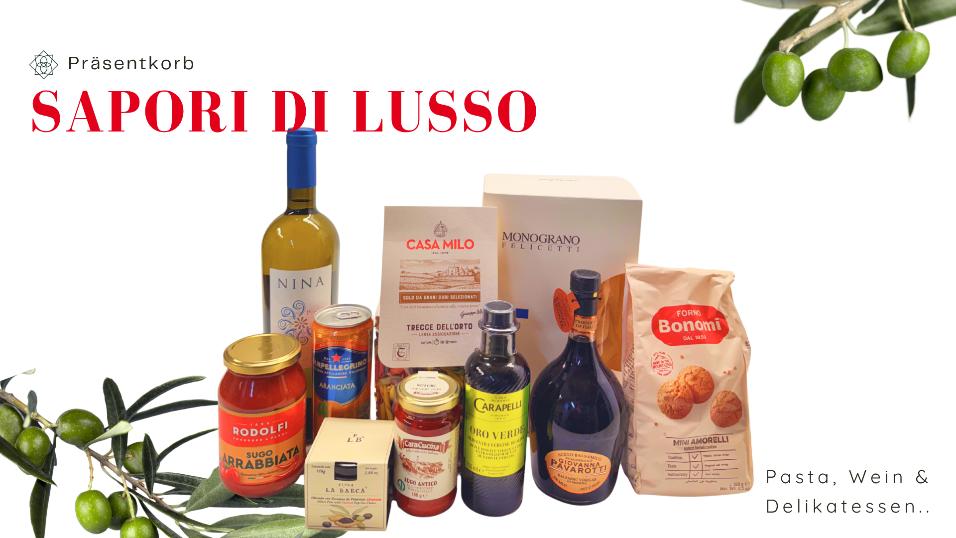 Präsentkorb Sapori di Lusso - Pasta, Wein & Delikatessen