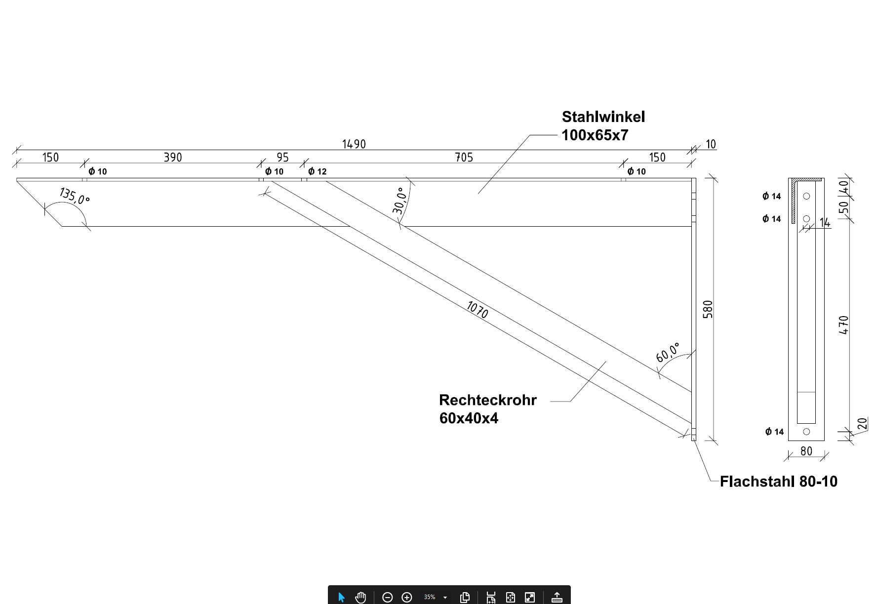 Stahlkonsole Verzinkt für Vordach