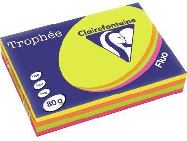 CLAIREFONTAINE Kopierpapier Clairefontaine Trophée Color DIN A4 80g/m² elementar chlorfrei gebleicht holzfrei neonfarbig sortiert 500