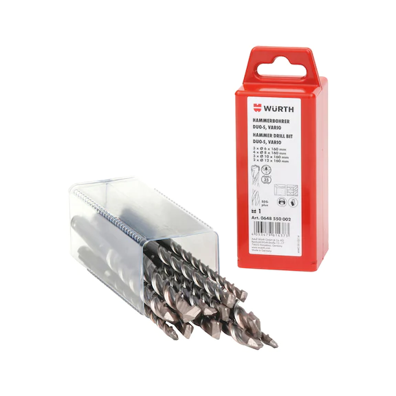 12.-tlg. Hammerbohrer Multipack mit SDS-plus Aufnahmeschaft Duo-S Vario