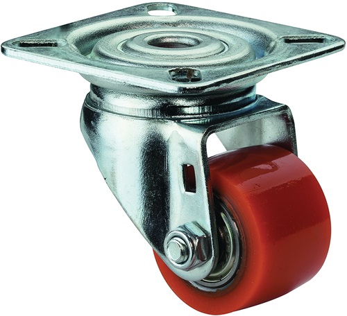 Lenkrolle D.35mm Trgf.100kg m.Platte PU