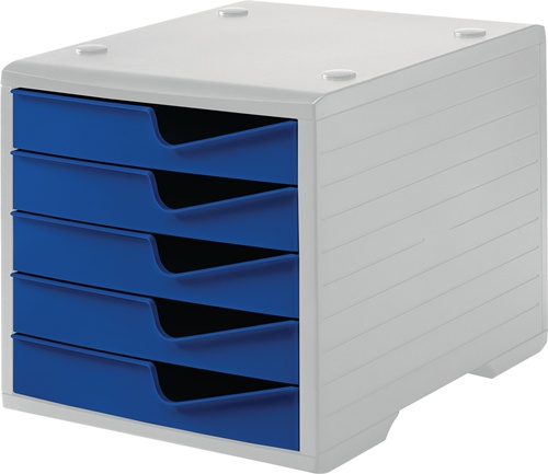 Ablagebox 5 Schubl.grau/blau Polystyrol