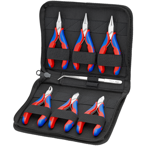 KNIPEX Elektronikzangen-Set Mit Werkzeugen für Arbeiten an elektronischen Bauteilen 7-teilig