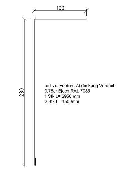Set Blechverkleidung und Eindeckung für vorhandene Vordachkonsolen