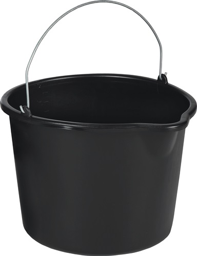 Baueimer 12l m.Tülle schwarz PE