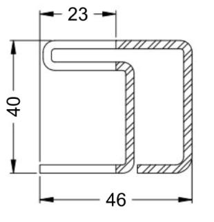 Schüco Verstärkungsprofil 20265500 46/40/2,5 (2,35 m) I RG126
