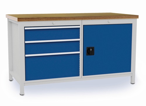 Werkbank signalblau lichtgrau B1500xH859