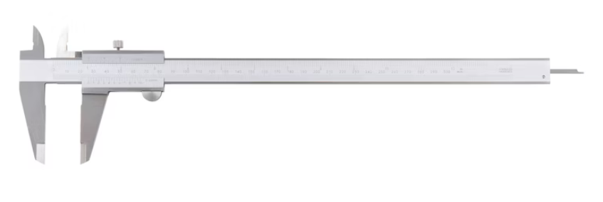 0-200 mm Taschenmessschieber mit Feststellschraube oben und flachem Tiefenmaß