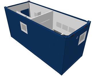 Herren Sanitärcontainer mit abgetrennten Duschraum 20 Fuss / 6 Meter