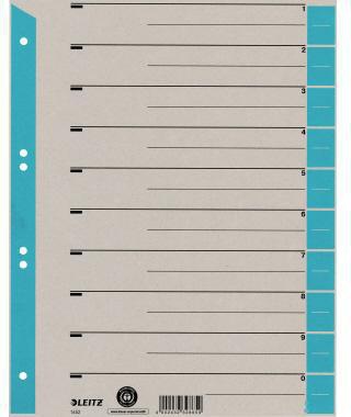LEITZ Trennblatt Leitz DIN A4 Überbreite Kraftkarton recycelt hellblau schwarz 25 St./Pack.